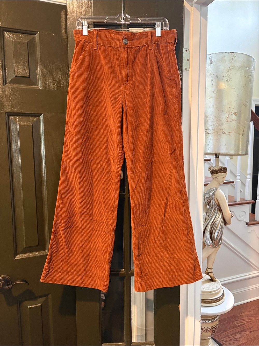 American Eagle Outfitters Wide-Leg Corduroy Pants - Rust Orange